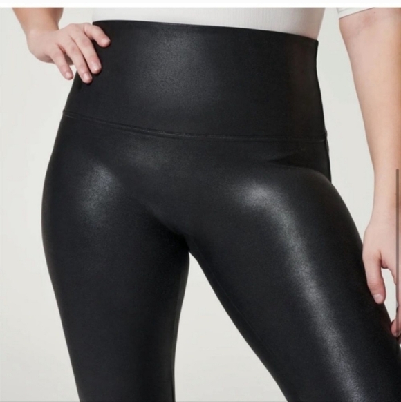 SPANX black faux leather leggings size LG - Picture 7 of 10
